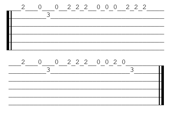 Tablature Mary had a little lamb